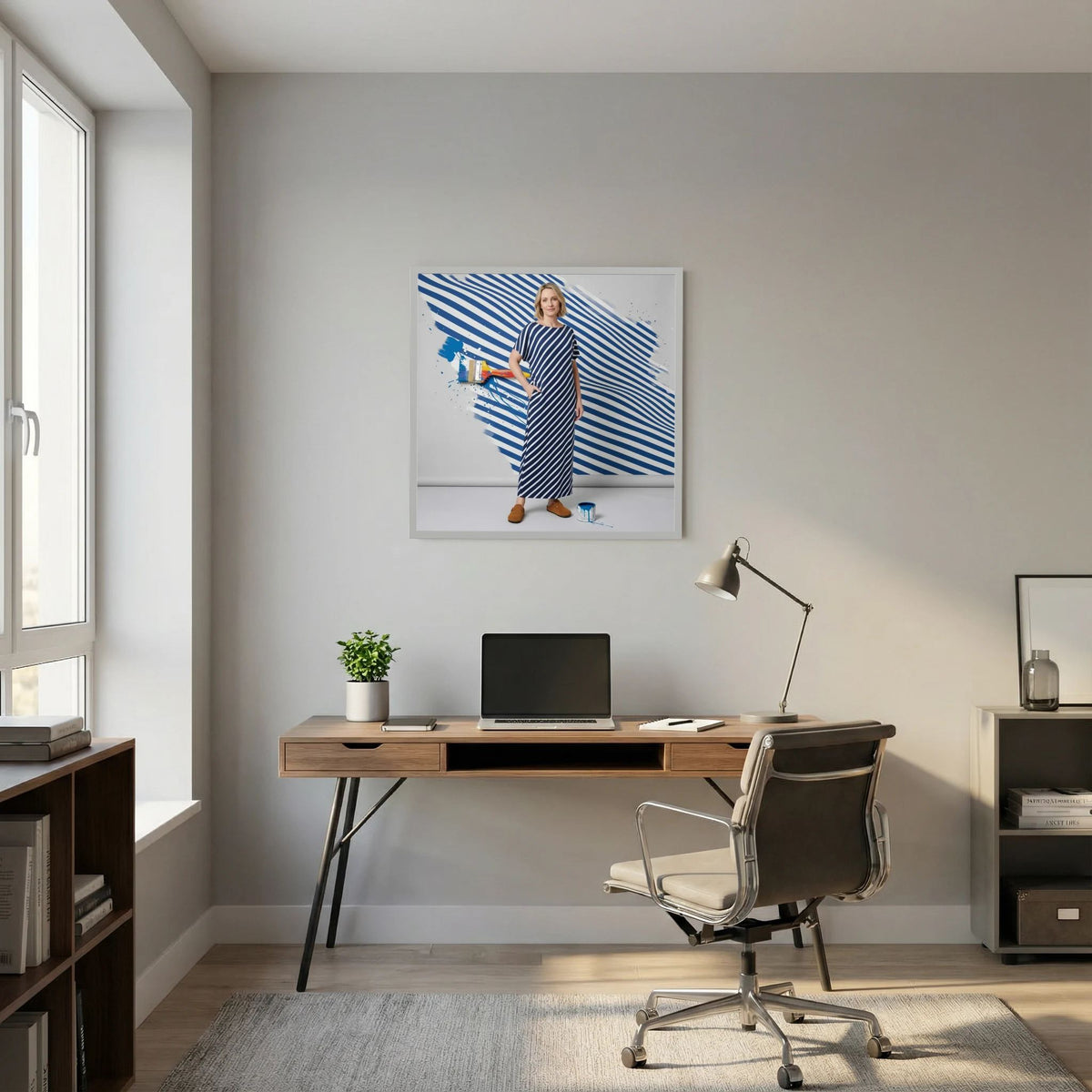 Blue Stripes Illusion – Modern Minimalist Wall Art