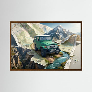 Off Road Car Retro Poster -  MAP 01 River, för dig som gillar äventyr