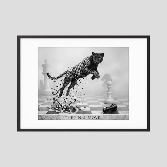 Chess Game – Black & White Cheetah Minimalist Poster