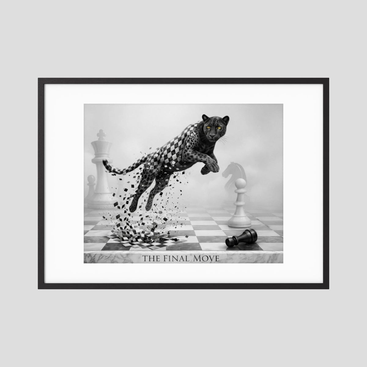 Chess Game – Black & White Cheetah Minimalist Poster