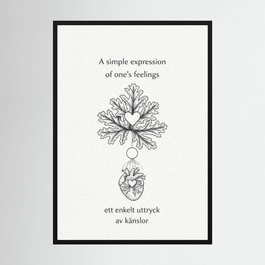 A Simple Expression of One’s Feelings – Heart and Leaf Illustration