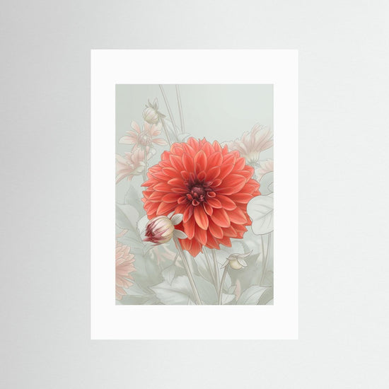 Dahlia Blossom – Poetisk dimmig blomstermotiv i mjuka färger, perfekt för harmonisk inredning.