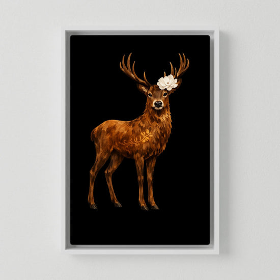 Regal Stag with Floral Crown Canvas