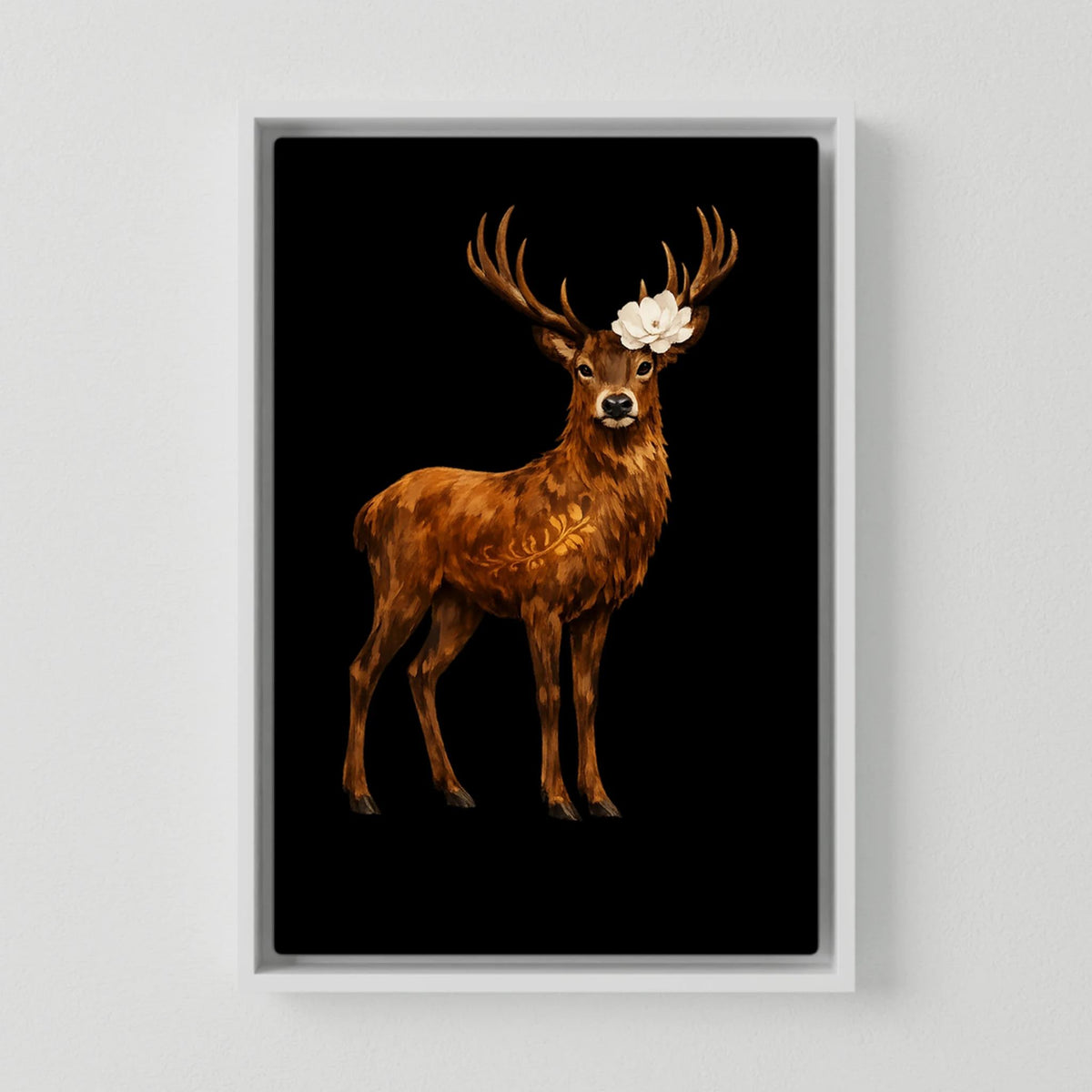 Regal Stag with Floral Crown Canvas