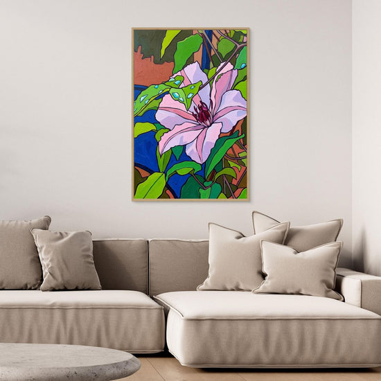 Clematis Raindrops Floral Abstract Canvas Art