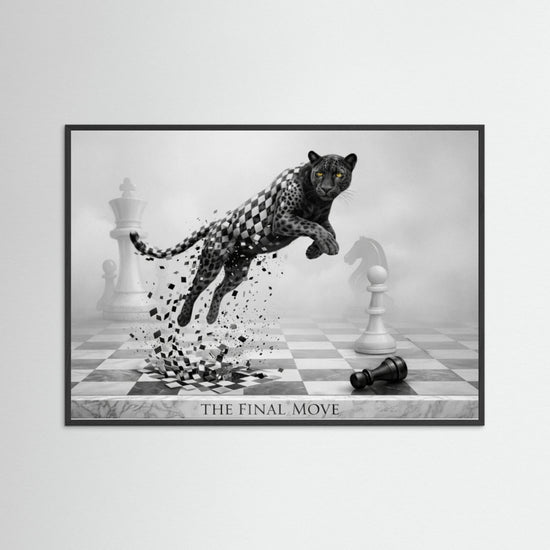 Chess Game – Black & White Cheetah Minimalist Poster