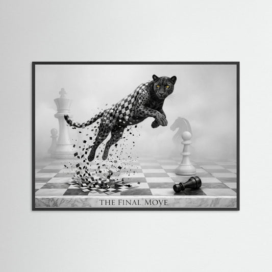 Chess Game – Black & White Cheetah Minimalist Poster
