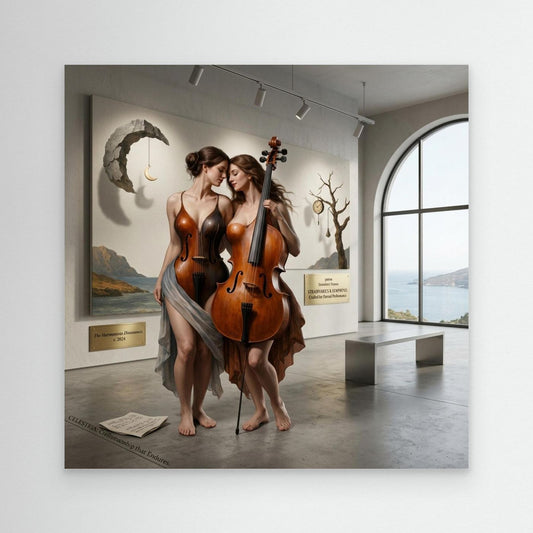 Chello Players Canvas Art - The Living Echoes of Friendship