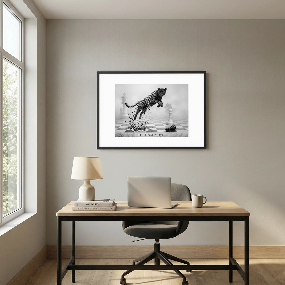 Chess Game – Black & White Cheetah Minimalist Poster