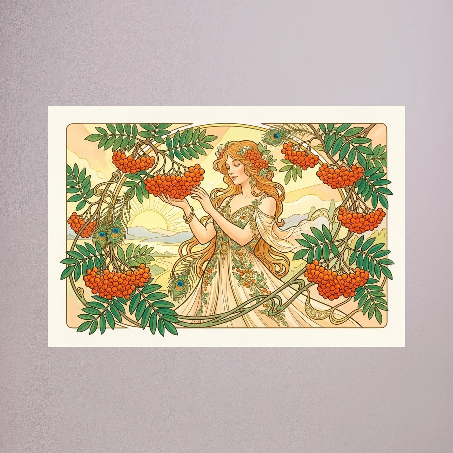 Harvesting Rowan Berries – Art Nouveau Canvas