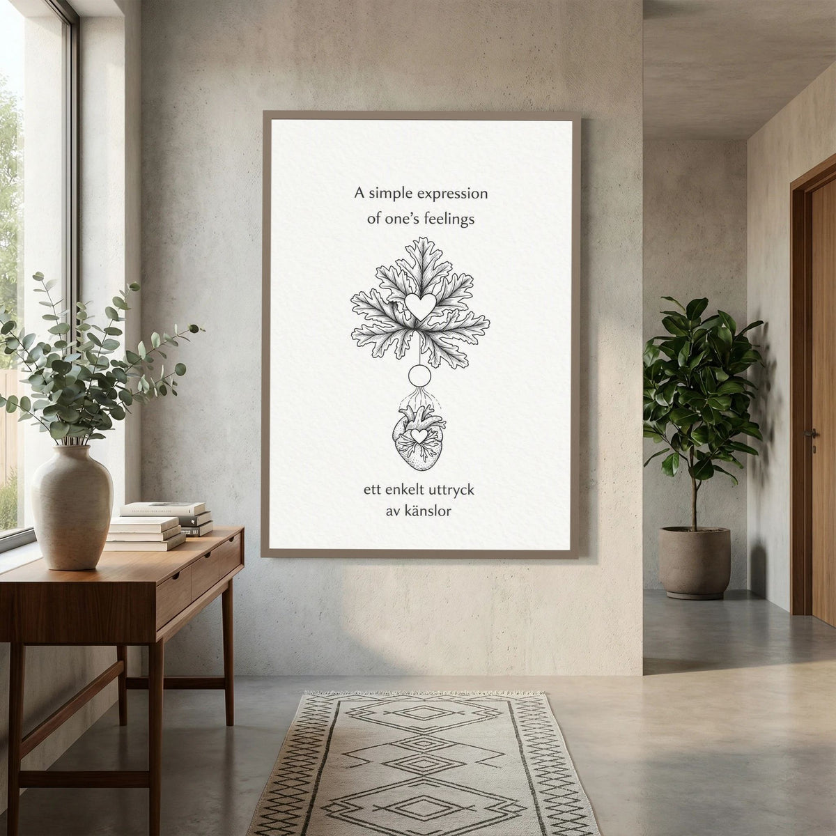 A Simple Expression of One’s Feelings – Heart and Leaf Illustration