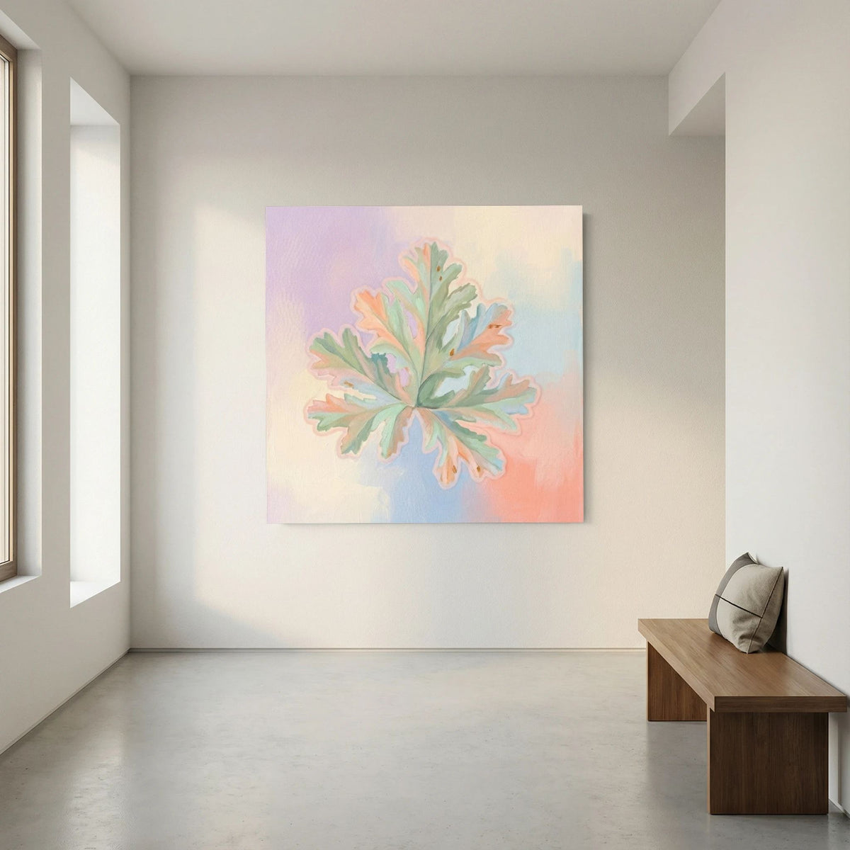 Pastel Leaf Canvas – Light Art Print