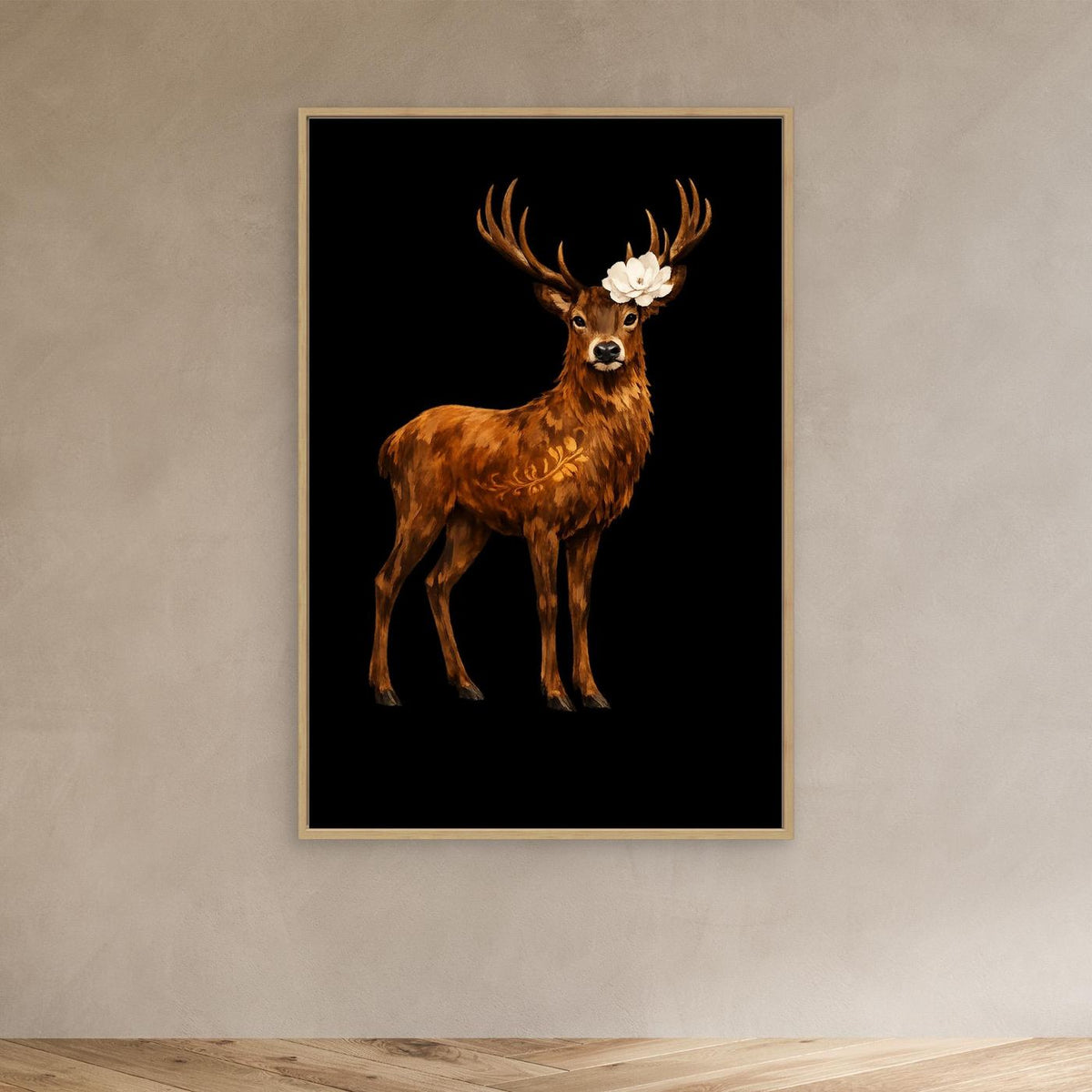 Regal Stag with Floral Crown Canvas
