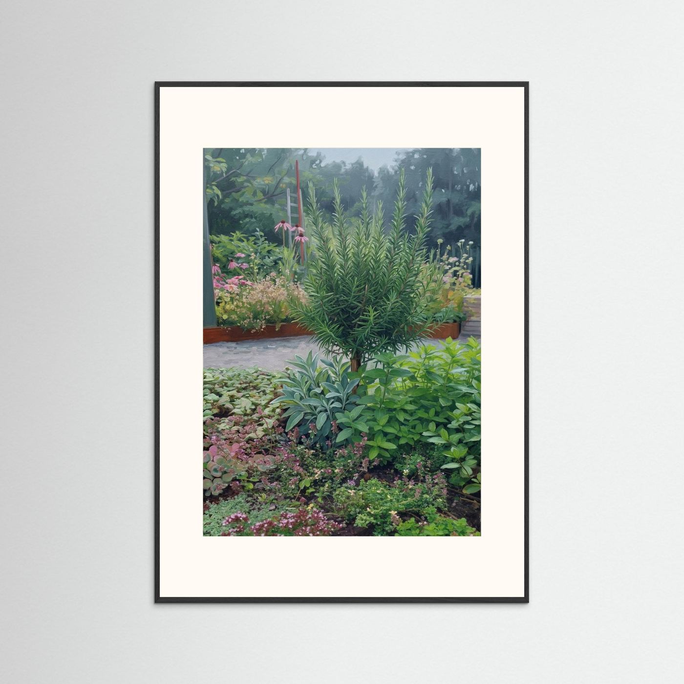 Herb Garden Botanical Poster – Rosemary & Herbs Plants Wall Art
