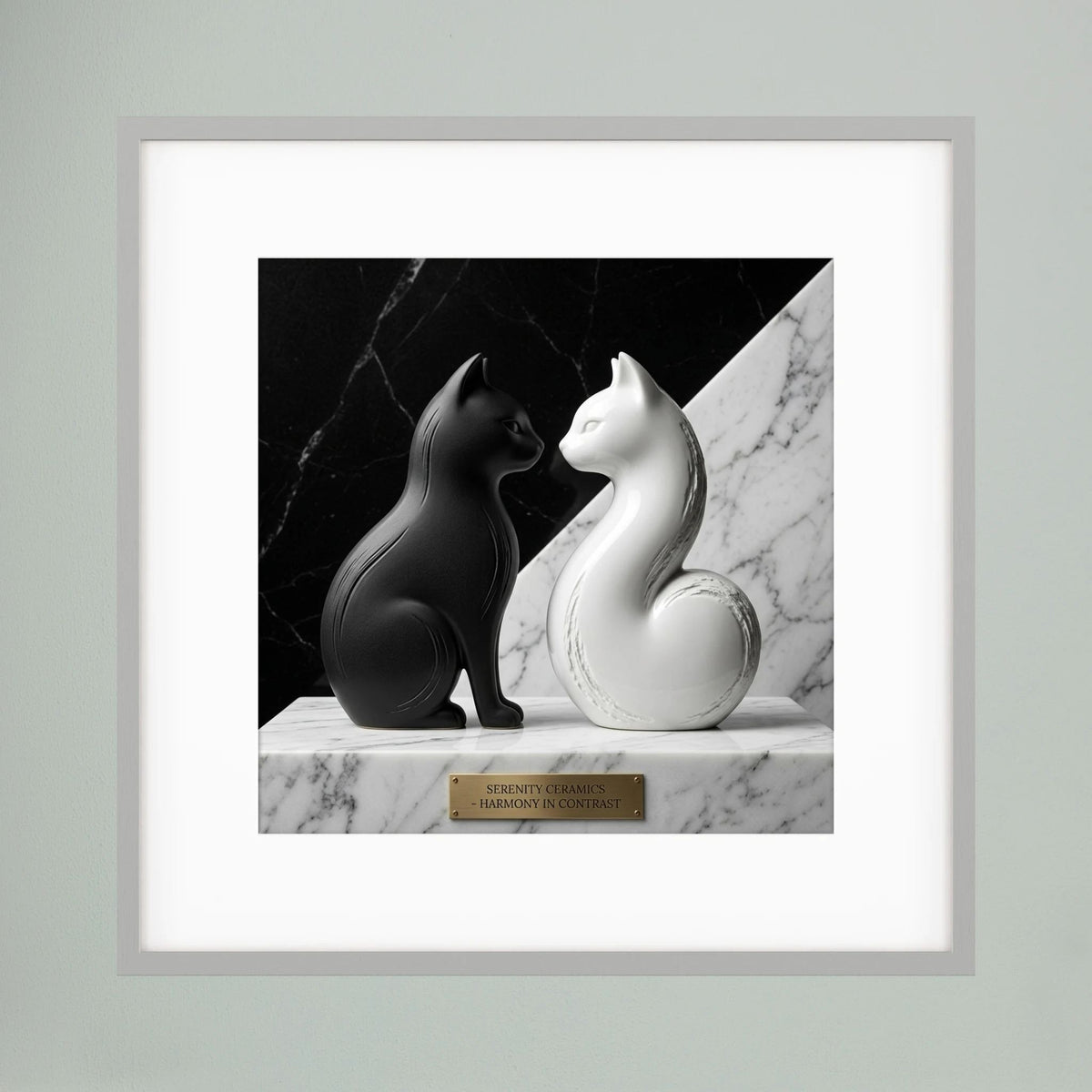 Duality – Black & White Ceramic Cats