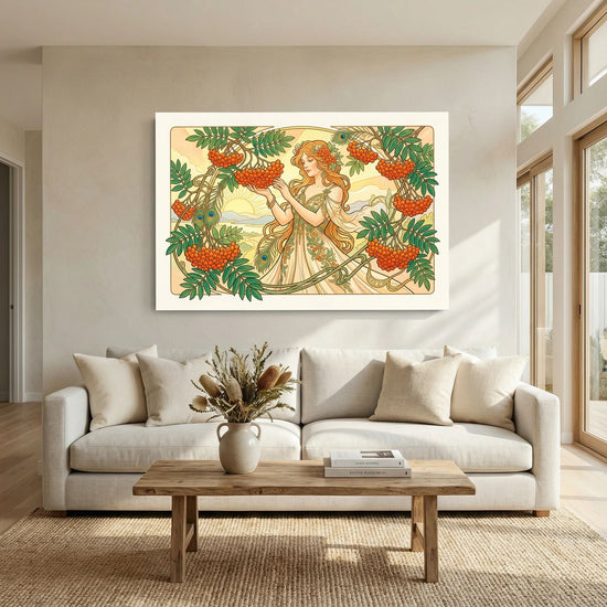 Harvesting Rowan Berries – Art Nouveau Canvas