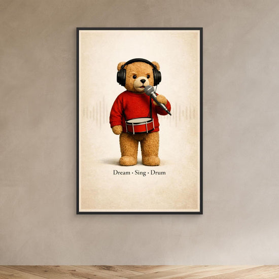 Teddy Music – Kids Canvas Print | Playroom Decor