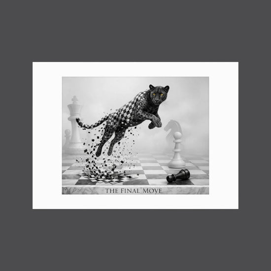 Chess Game – Black & White Cheetah Minimalist Poster