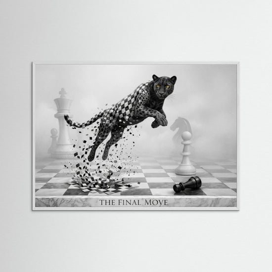 Chess Game – Black & White Cheetah Minimalist Poster