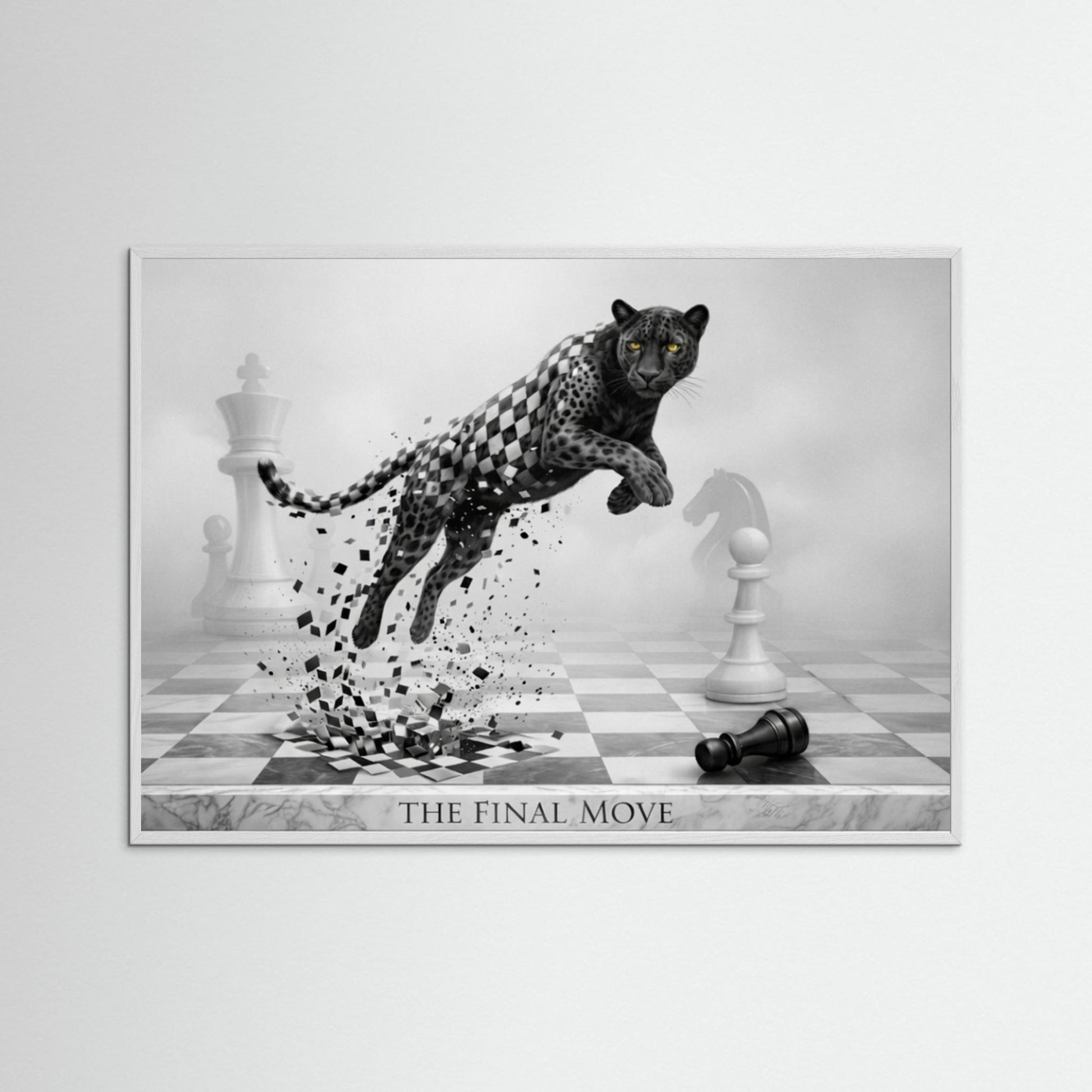 Chess Game – Black & White Cheetah Minimalist Poster