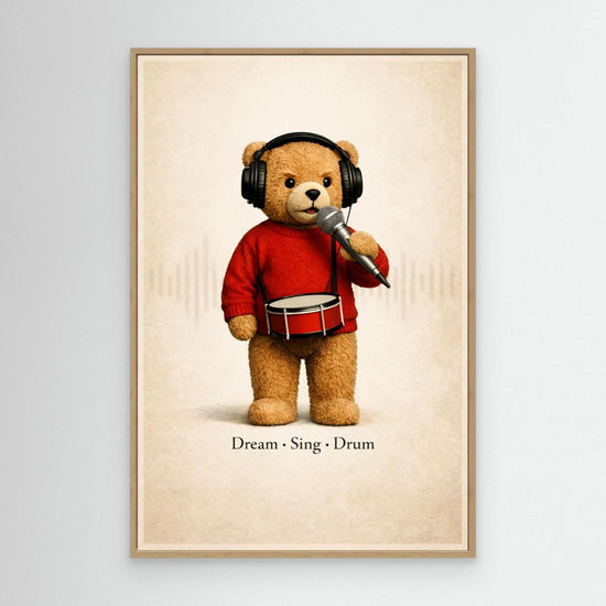 Teddy Music – Kids Canvas Print | Playroom Decor