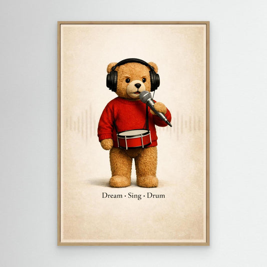Teddy Music – Kids Canvas Print | Playroom Decor