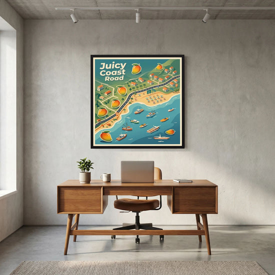 Coastal Retro Map Art – Coastroad Poster