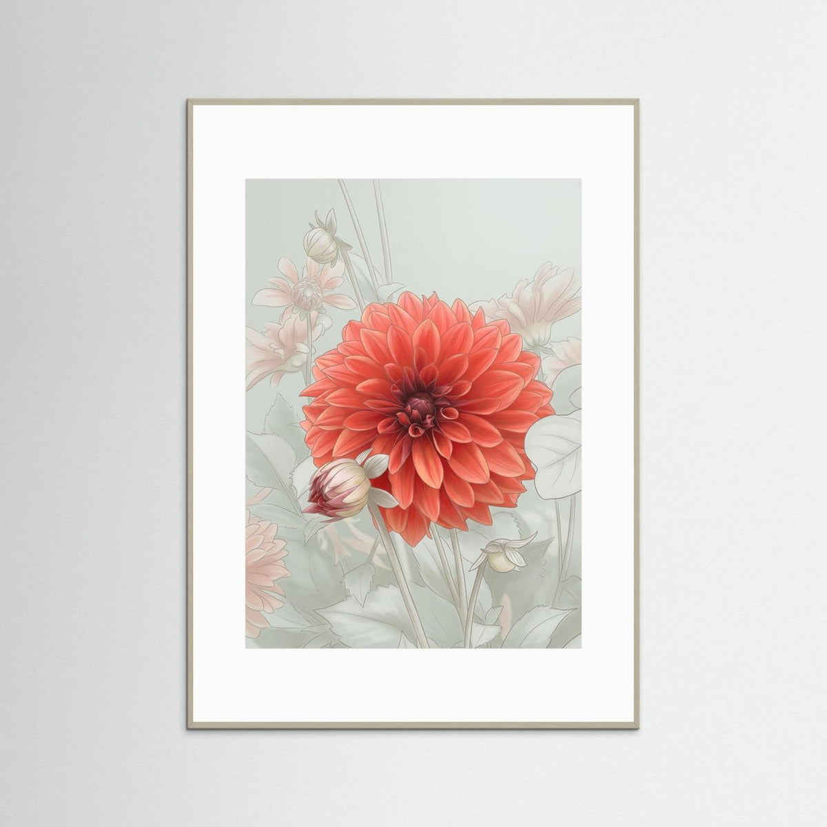 Red Dahlia Blossom – Poetic Misty Flower Art Print
