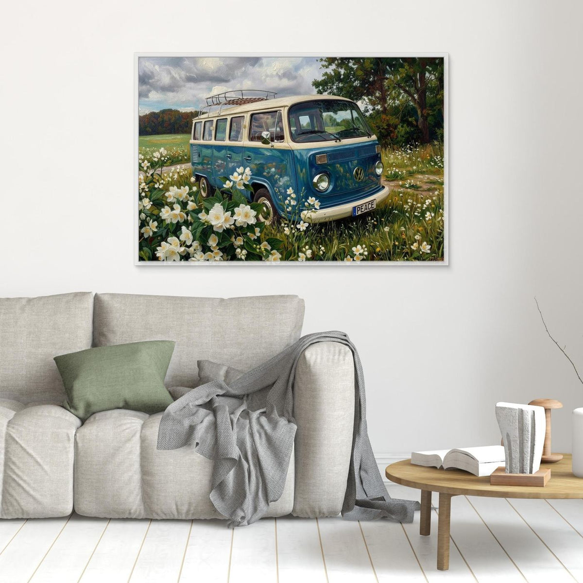 Flowering Jasmine Peace Poster – VW Hippie Canvas Art Decor