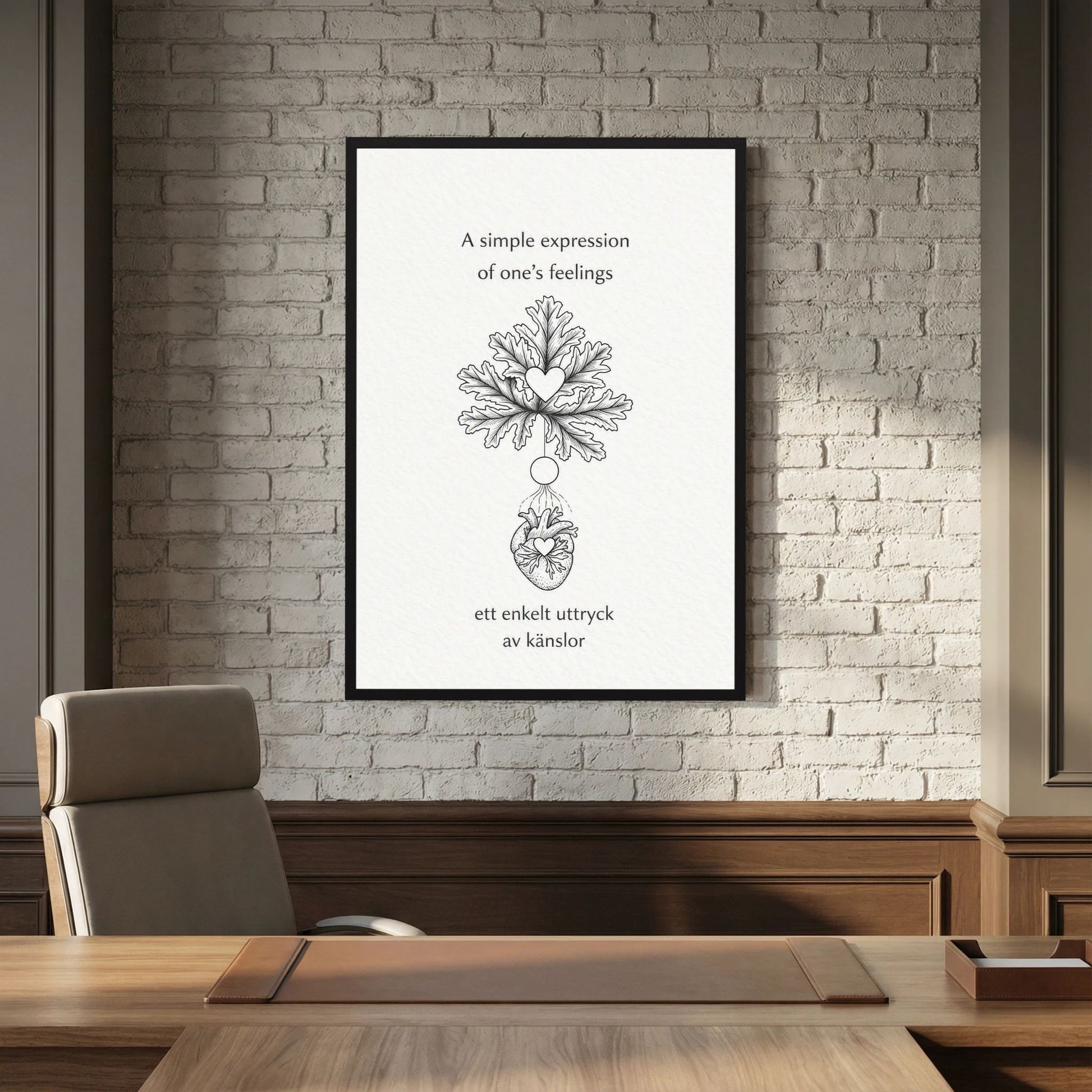 A Simple Expression of One’s Feelings – Heart and Leaf Illustration