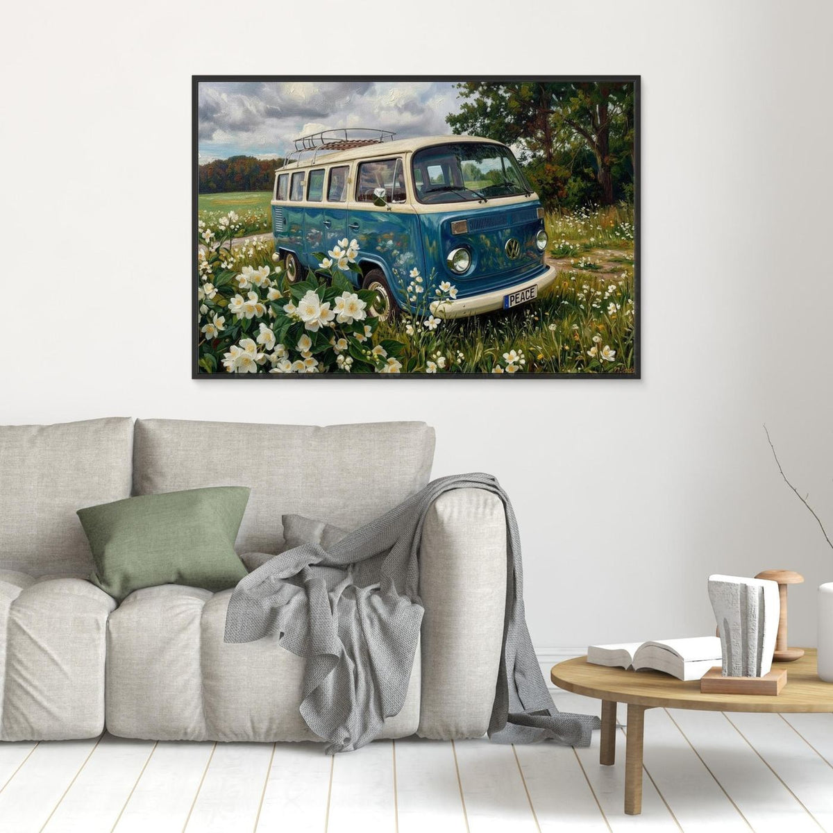 Flowering Jasmine Peace Poster – VW Hippie Canvas Art Decor