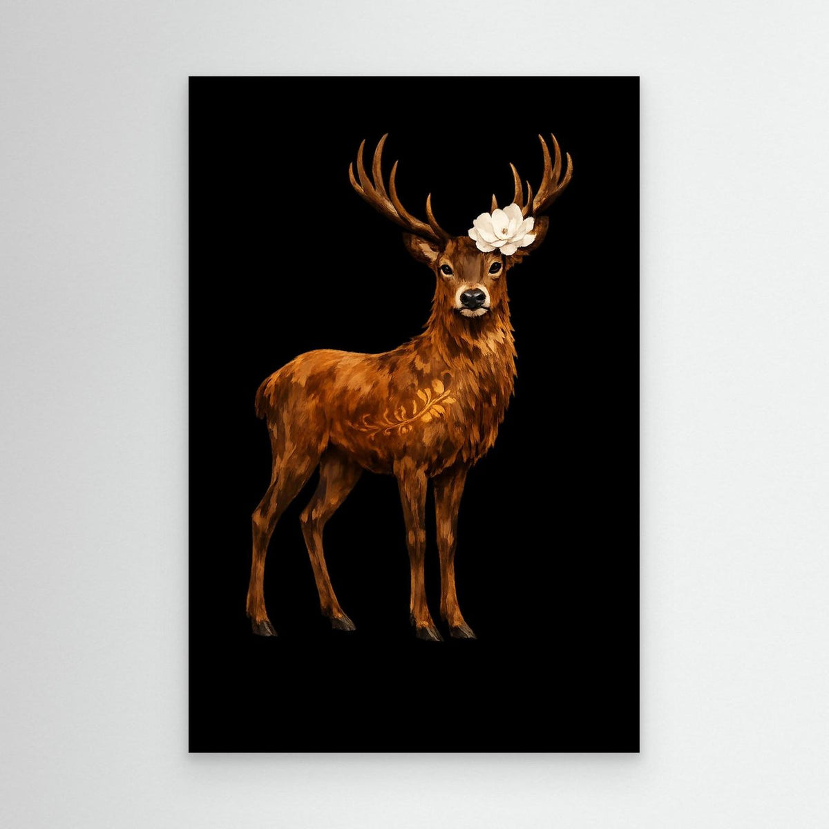 Regal Stag with Floral Crown Canvas