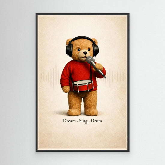 Teddy Music – Kids Canvas Print | Playroom Decor