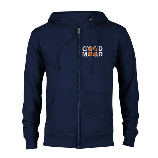 Mysig Kafé Hoodie med texten 'GOOD MOOD' designad för trendig stil och glädje.