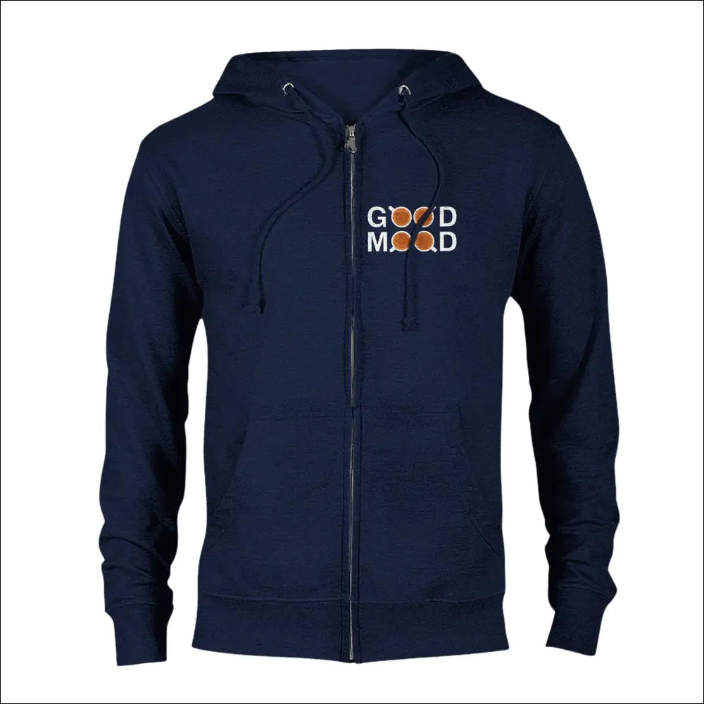 Mysig Kafé Hoodie med texten 'GOOD MOOD' designad för trendig stil och glädje.