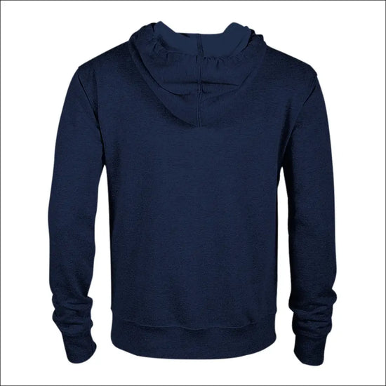 Mysig Kafé Hoodie i mörkblått, bakvy med huva, perfekt för att sprida good mood.