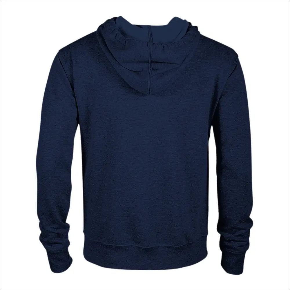 Mysig Kafé Hoodie i mörkblått, bakvy med huva, perfekt för att sprida good mood.