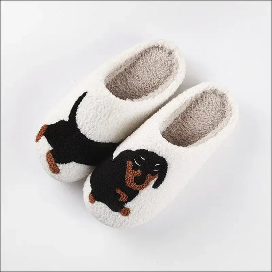 Unisex Slip-On Tofflor med Taxhundar - Vit / 39-40 - mutual