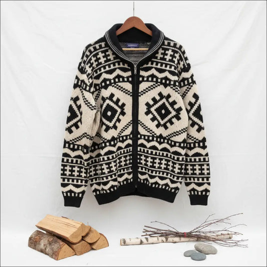 Men’s Rollneck Knit Cardigan – Chunky Sweater Jacket