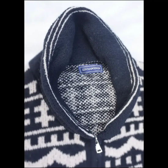 Men’s Rollneck Knit Cardigan – Chunky Sweater Jacket