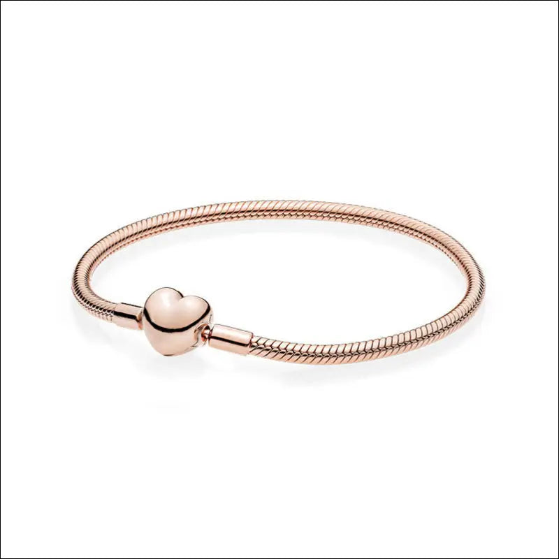 Pandora Moments Style Heart Clasp Snake Chain Armband – Roséguld - 17cm / Länk