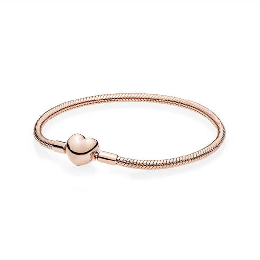 Pandora Moments Style Heart Clasp Snake Chain Armband – Roséguld - 17cm / Länk