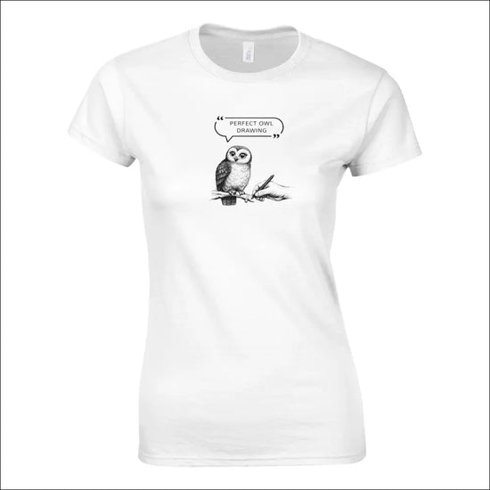 Perfect Owl Drawing T-shirt med handritad uggla i skissstil, perfekt för konstlektioner och kreativa miljöer.