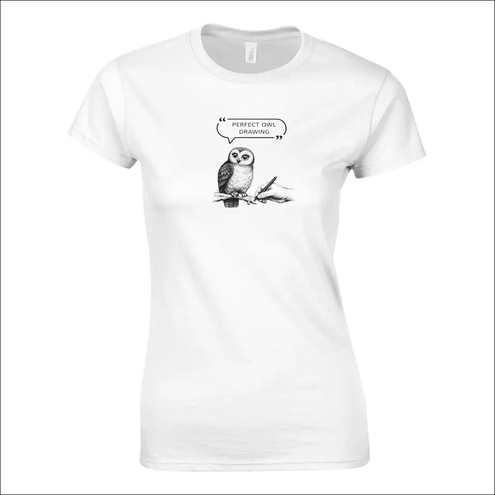 Perfect Owl Drawing T-shirt med handritad uggla i skissstil, perfekt för konstlektioner och kreativa miljöer.