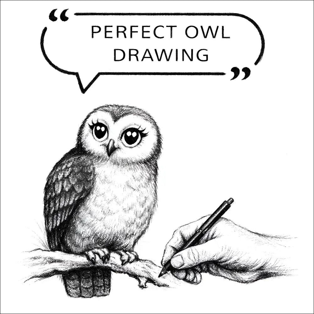 Owl T‑shirt – Perfect Drawing i Vit Kolpennestil - Print Material