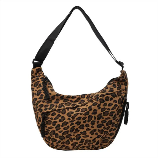 Printed Leopard Kanvas Crossbody Damväska - Brun / mutual