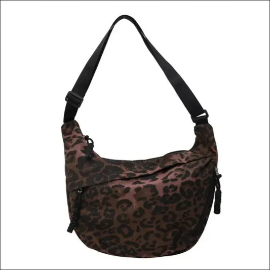 Printed Leopard Kanvas Crossbody Damväska - Kaffe / mutual