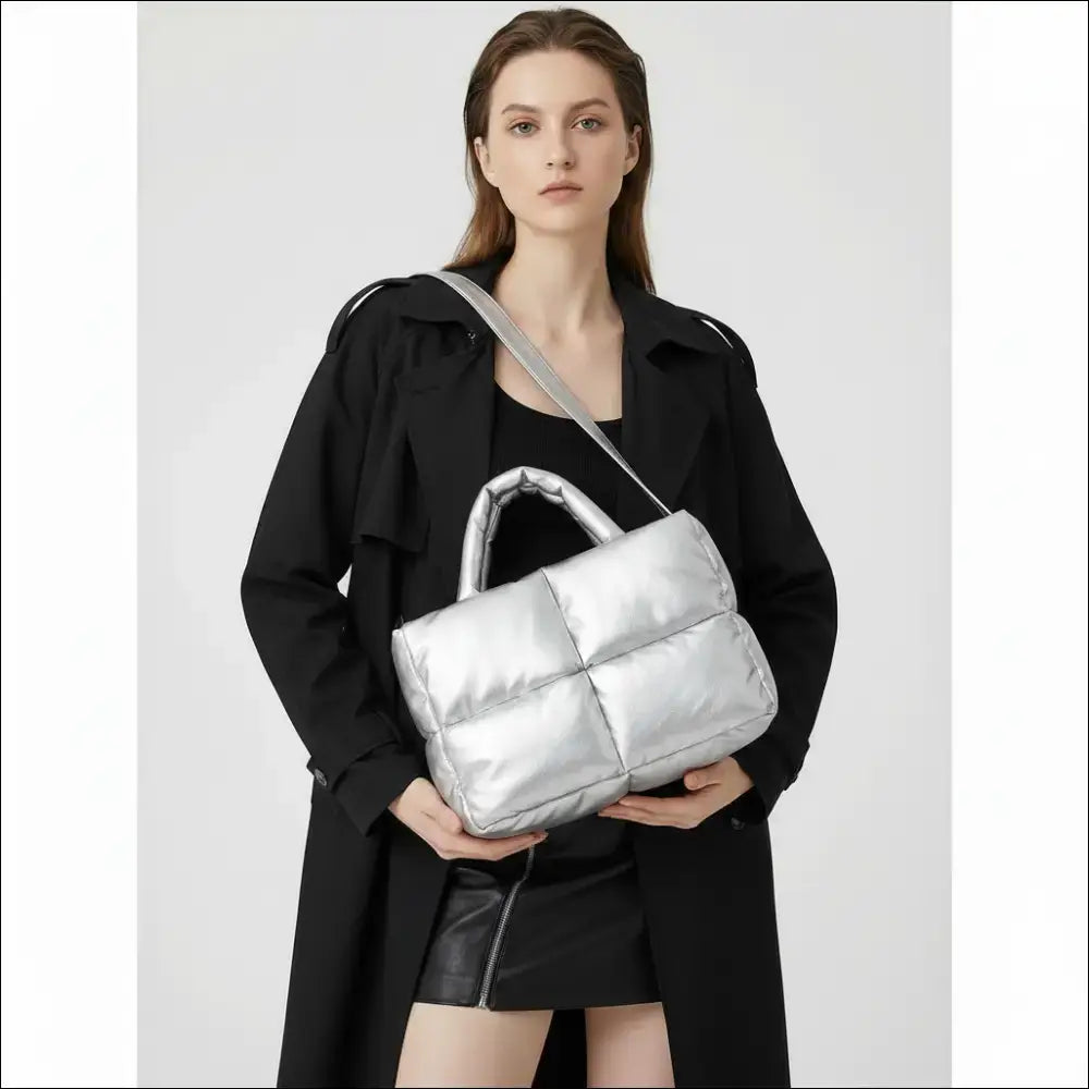 Puffer Crossbody Tote – Quilted Soft PU Leather - Handväska