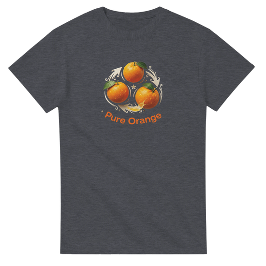 Orange T-shirt med livfullt fruktmotiv och texten Pure Orange, perfekt för vardagsstil.