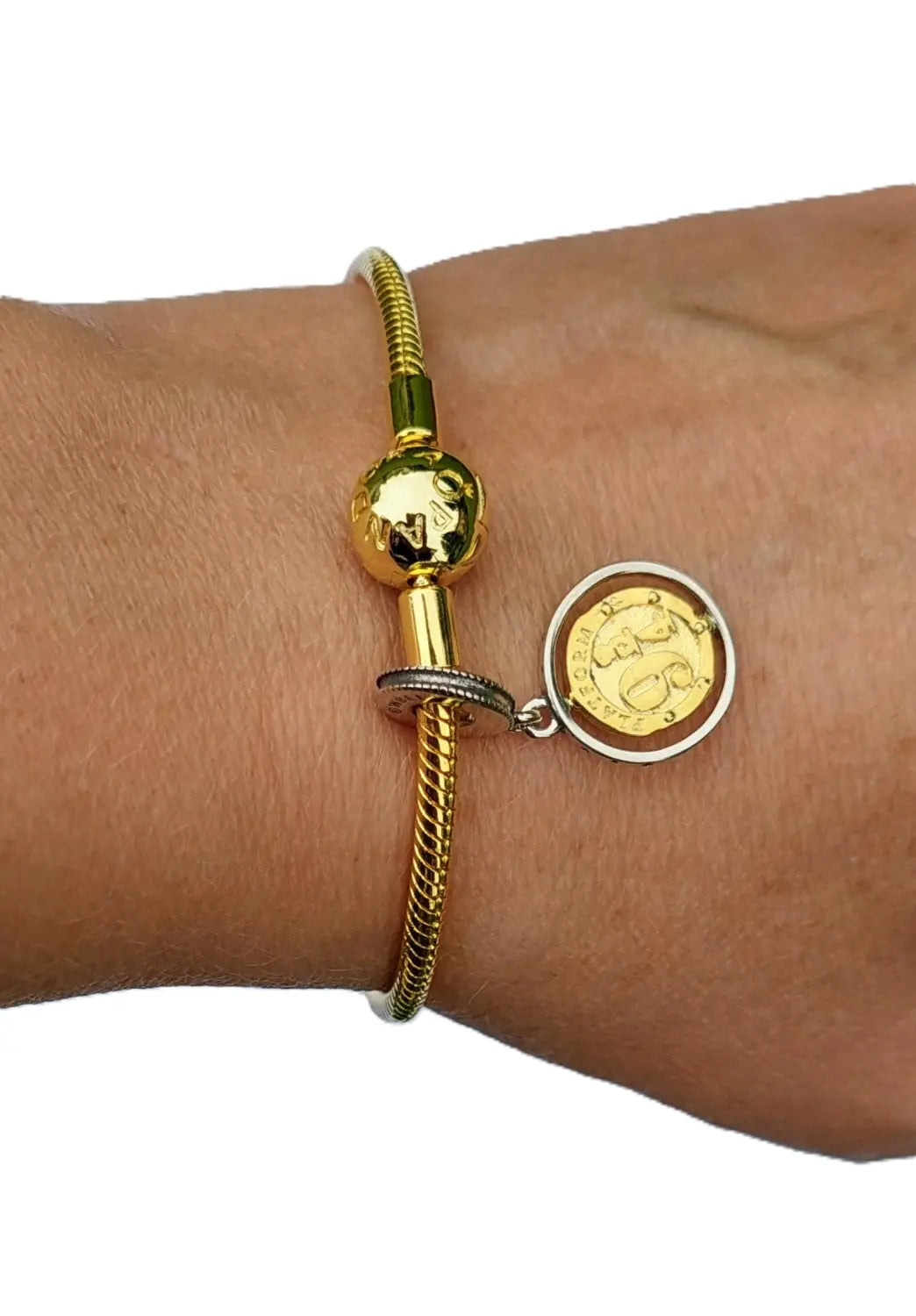 Pandora Armband med Snake Bone-Länk och Rund Lås Guld